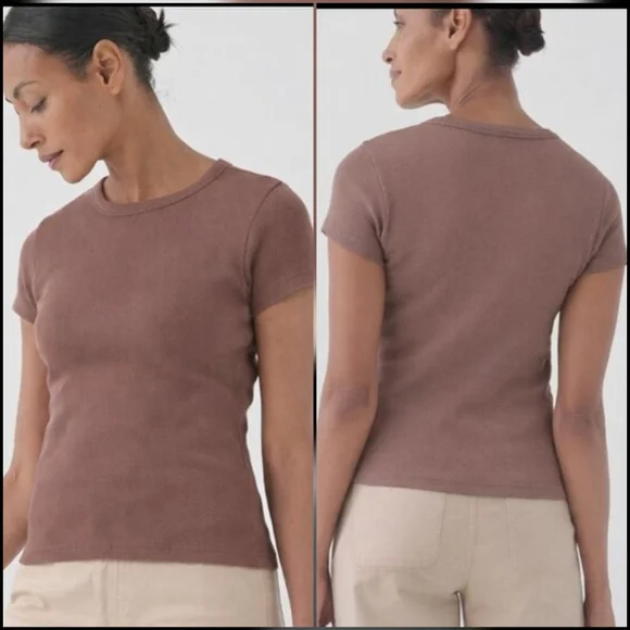 PACT Organic Ribbed Tee & LULULEMON Crew Love Tshirt Sustainable Top Lot Medium - Picture 4 of 15